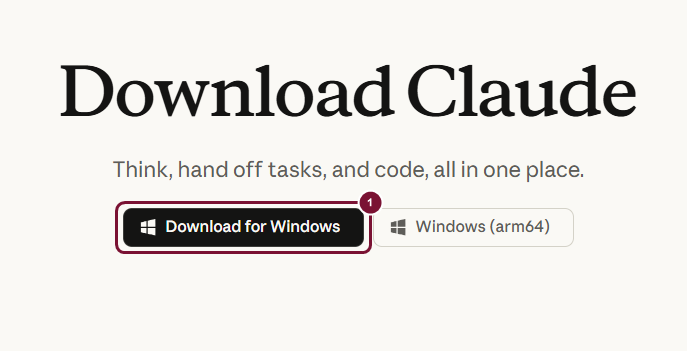 עמוד ההורדה הרשמי עם הכפתור Download for Windows