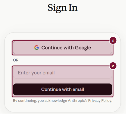מסך Sign In עם אפשרויות התחברות