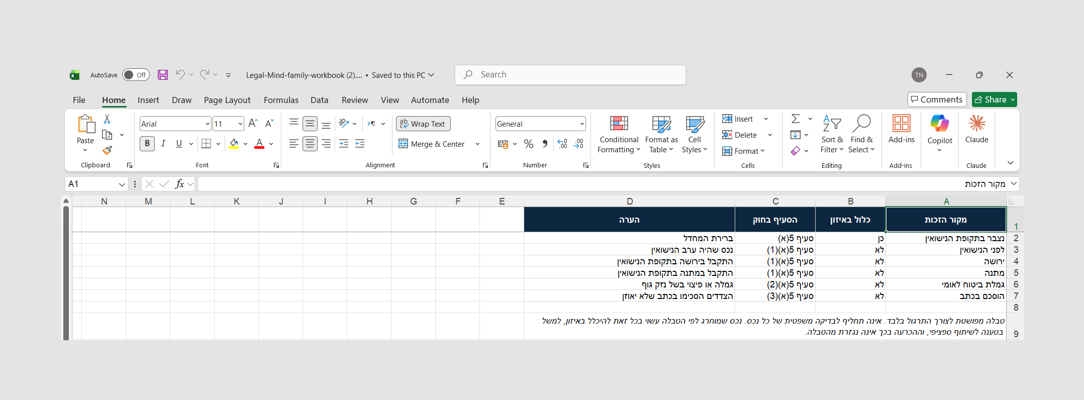 סרגל הכלים של Excel