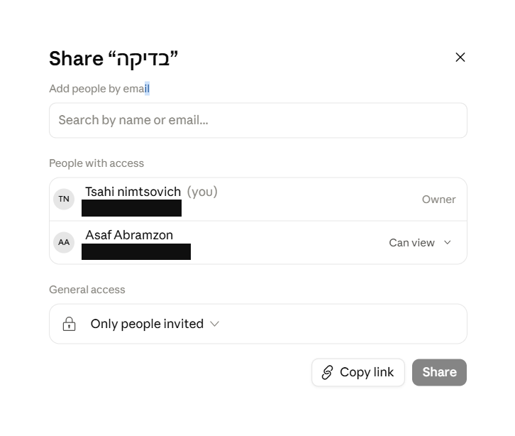 המשתתף אחרי ההוספה, עם ההרשאה שלו לצידו